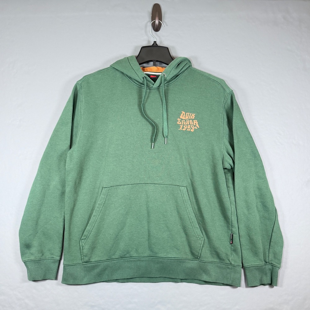 Quiksilver Green Graphic Pullover Hoodie Sweatshirt Mens XL Surf Logo
